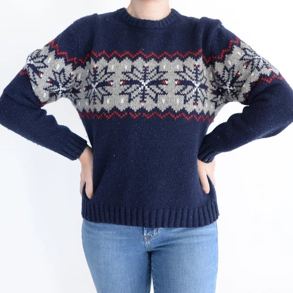 Vintage Sonoma Navy Knit Crewneck Sweater Size  Large - Picture 2 of 11